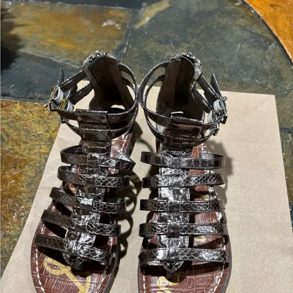 Sam Edelman Brown Metallic Strappy Sandals - Picture 3 of 3